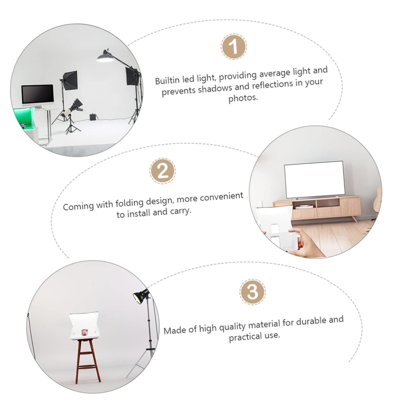 KONTONTY 6 40cm Studio Photography Shooting Tent Portable LED Studio Lightbox Photo Studio Shooting Tent Portable Photography Light Photography Backdrops Lighting Cube Tent Polyester White