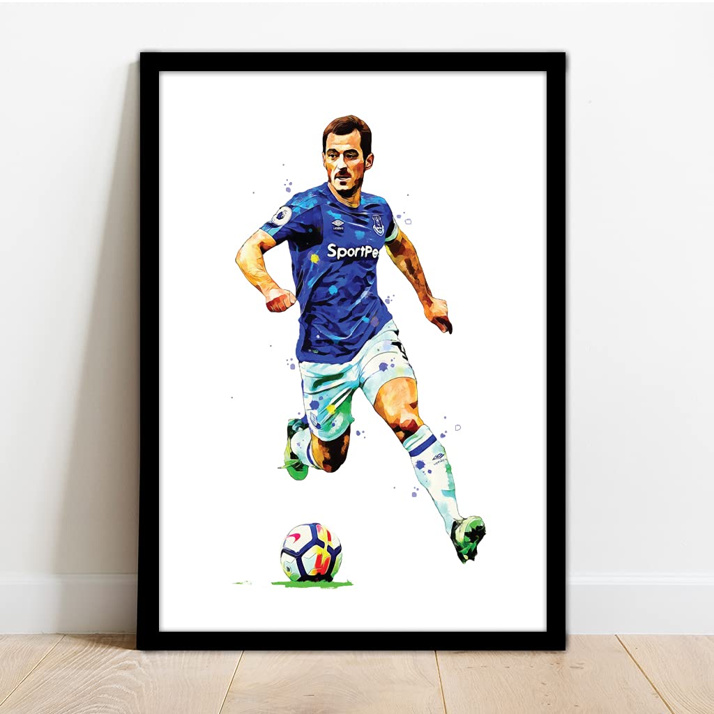 The Football Print Room Black Everton - Leighton Baines - Framed Illustration Print Poster