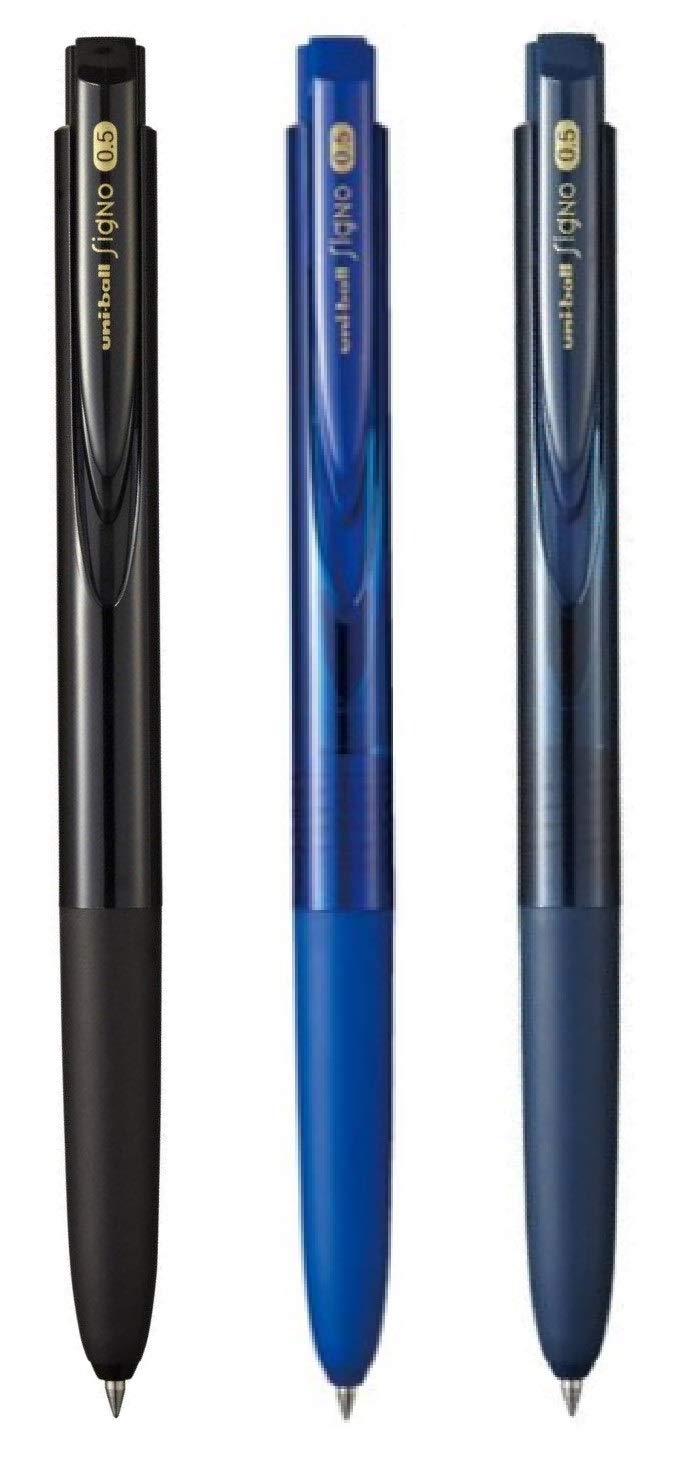 signoAssorted - - uni Knock Ballpoint Pen - UMN-155 RT1 0.5 mm Black, Blue & Blue-Black