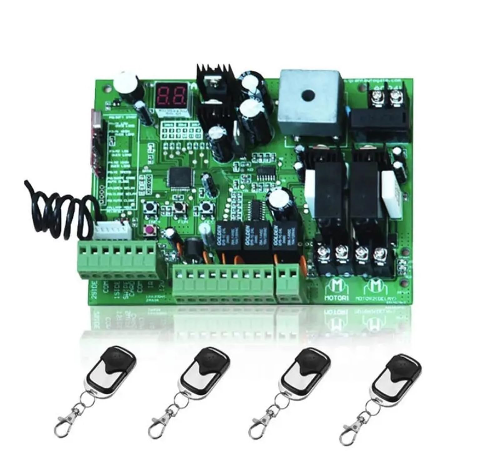Ouvre-porte coulissant automatique, Ouvre-porte battante DC24V, unité de commande de moteur, contrôleur PCB, Circuit imprimé, carte électronique Kit système de sécurité pour portail coulissant(2 Remot
