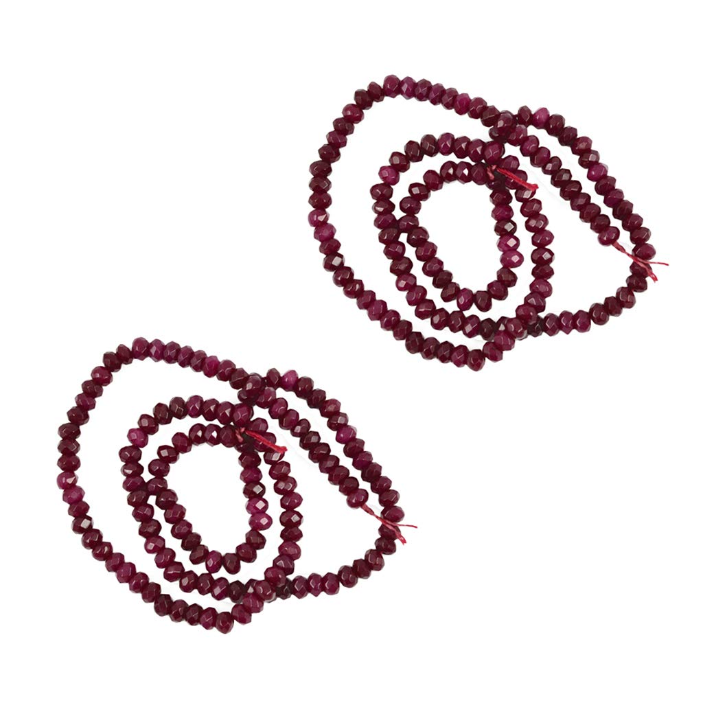 SNAPPSY 2pcs 2 x 4 mm Natural Faceted Red Jade Rondelle Loose Bead Strand 15''-image-29