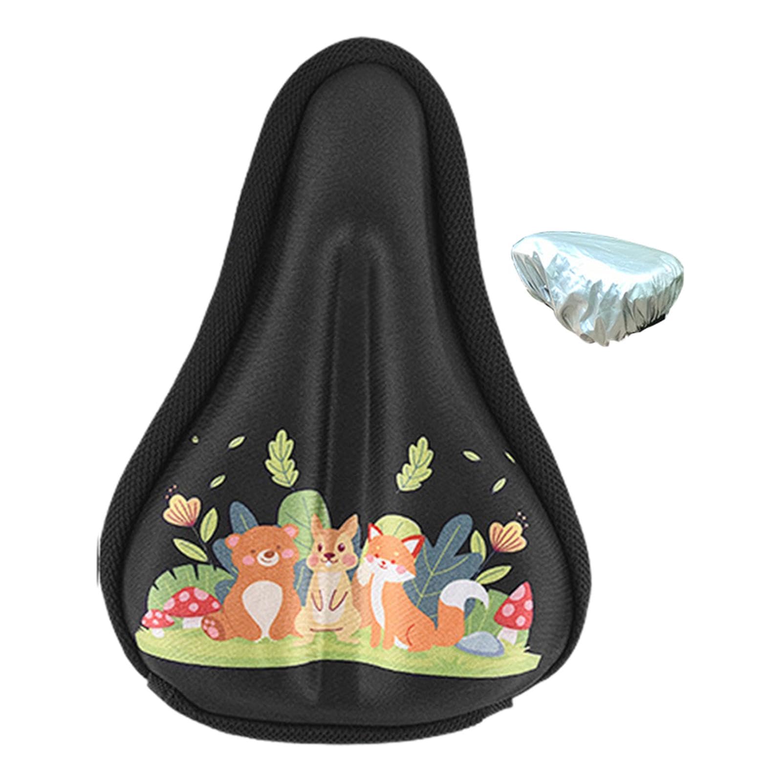 kowaku Kids Bike Seat Cushion Cover, Memory Foam Child Bike Seat Cover Soft Small Bicycle Saddle Pad with Water&Dust Resistant Cover, S Animals