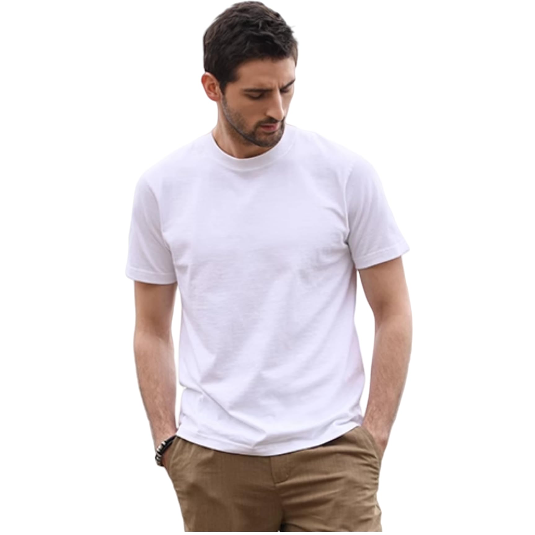 100 Cotton Mens Plain Short Sleeve Crew Neck T-Shirt Regular Fit Casual T Shirt Tops Basic Tees Tshirt