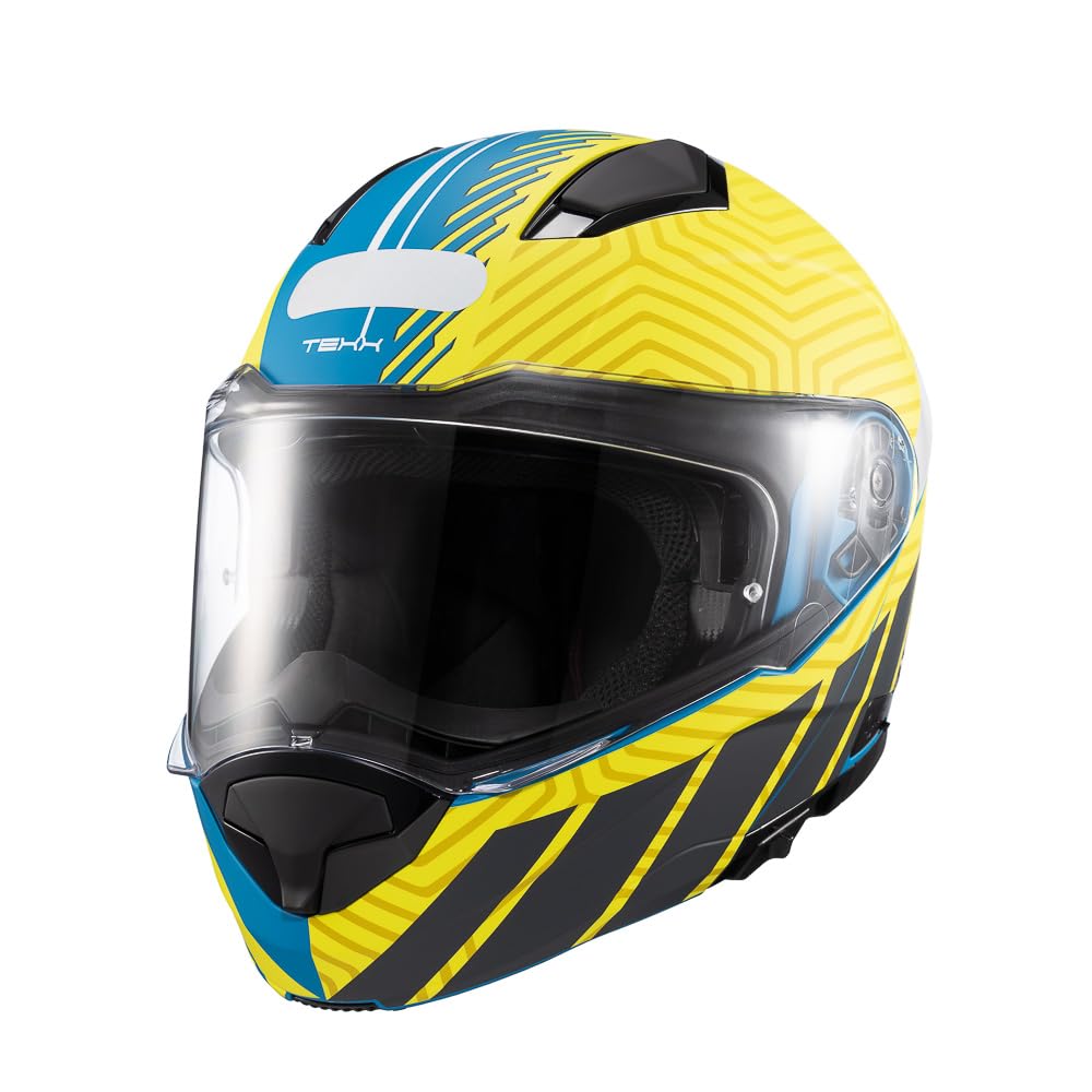 Capacete Texx Escam Kratos Cyber Azul e Amarelo Fosco 61 | Amazon