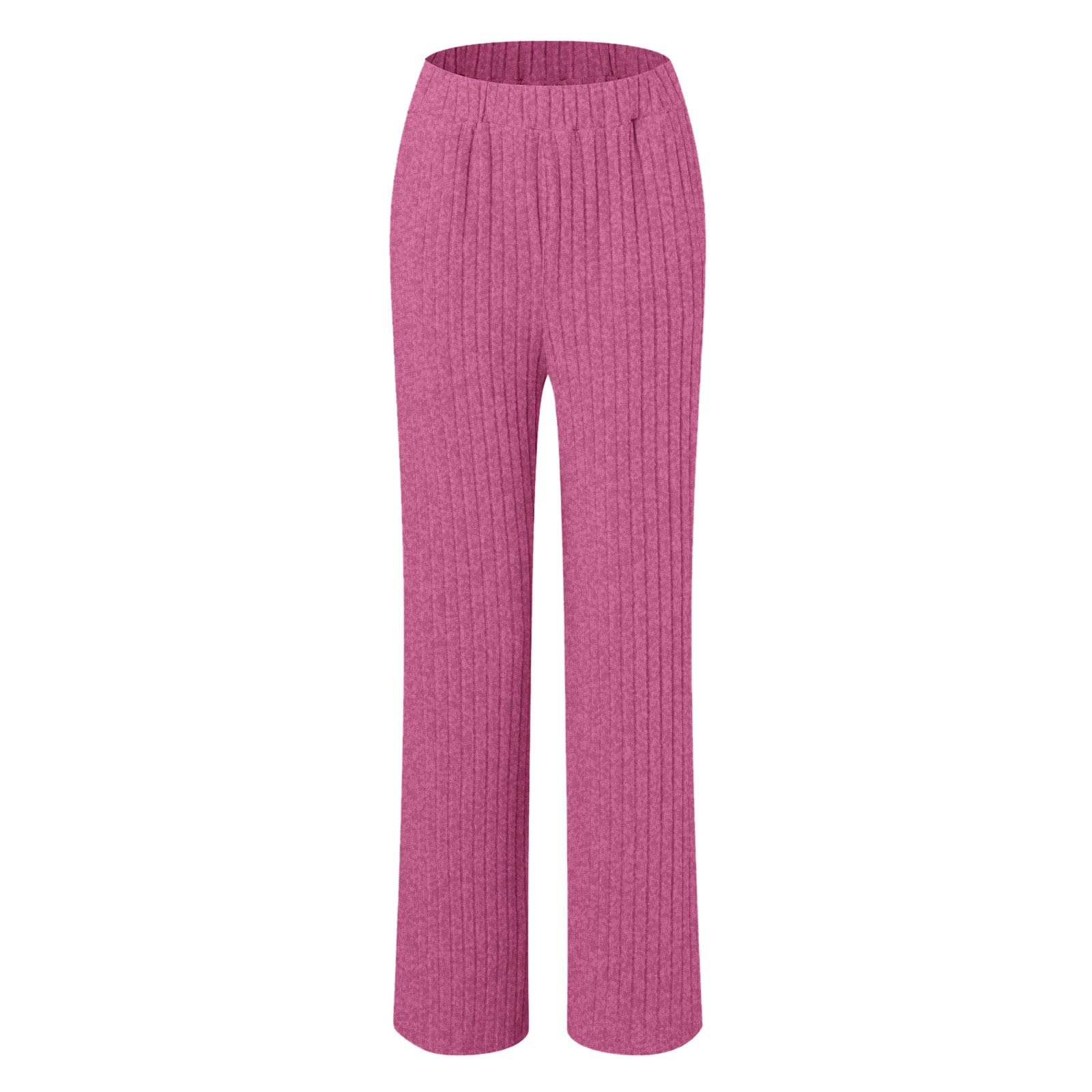 Strick Set Damen Zweiteiler - Strickanzug Damen Gerippt V Ausschnitt Elegant Loungewear 2 Teiler Lounge Wear Einfarbig Strickset Hose und Oberteil Freizeitanzug Modern Hausanzug Homewear Sleepwear