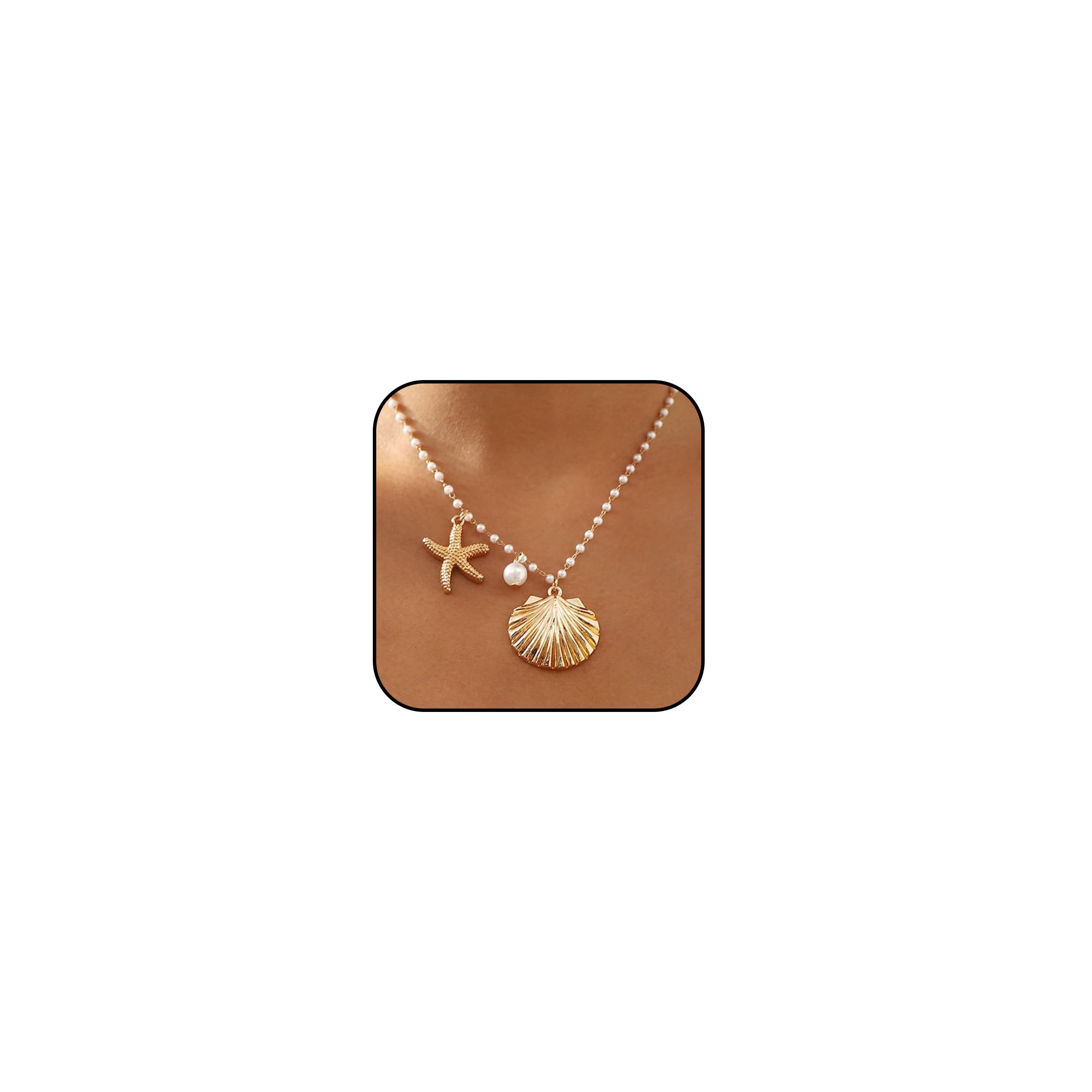 Starfish Necklace for Women Ocean Charm Necklace Adjustable Chain Beach Surfer Jewelry Summer Jewelry for Women 2025