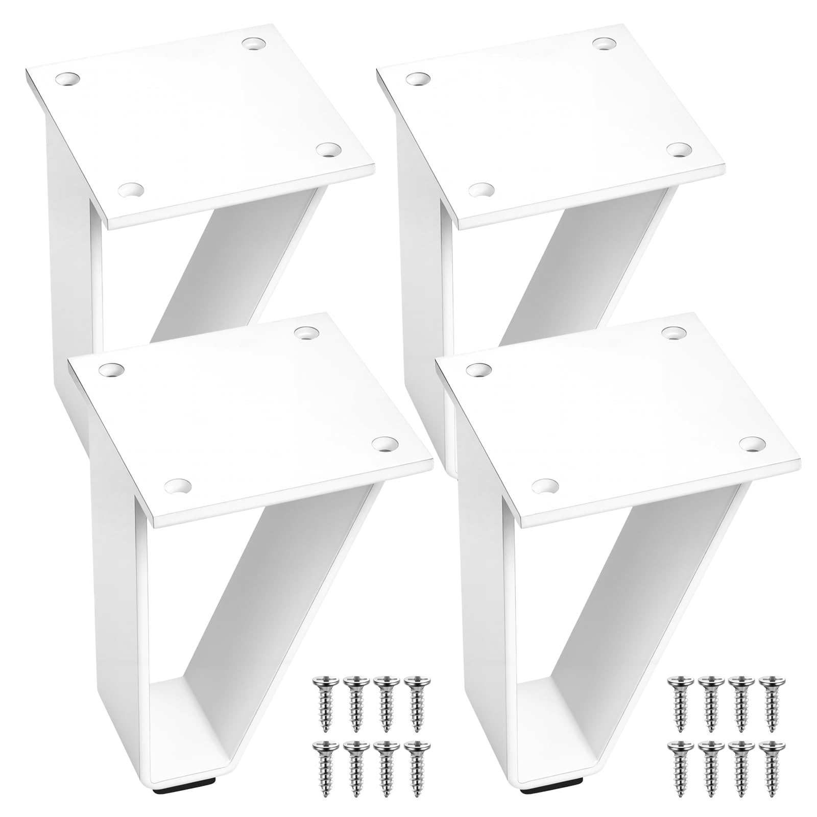 BJBJJIU 4 Pcs Hairpin Table Legs, Metal Furniture Legs for DIY Cupboard Chest of Drawers TV Cabinet Nightstand Wardrobe Bench + Screws & Protector Feet Pads (white 10cm/3.94 in)