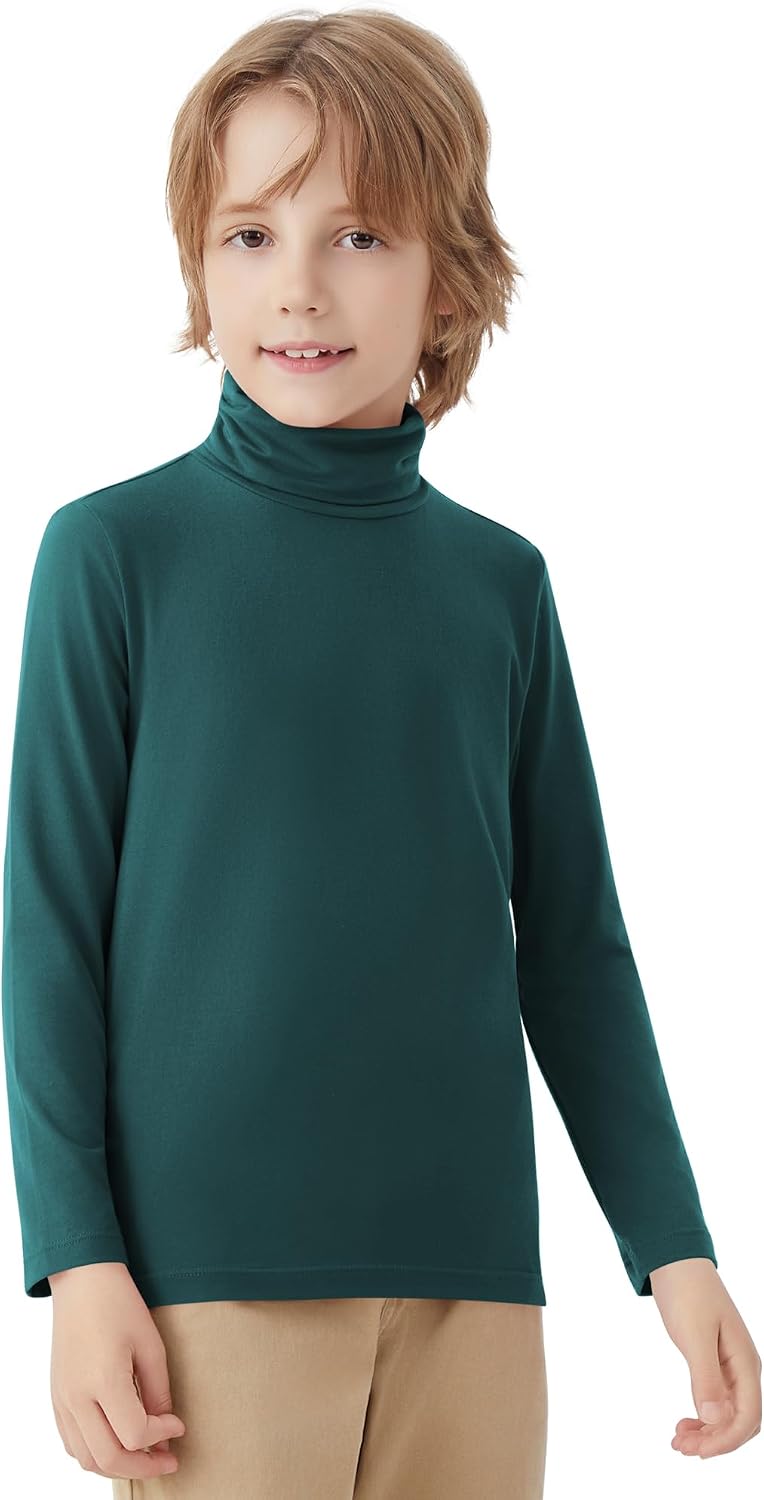 QBK Boys Turtleneck Long Sleeve Thermal Turtle Neck Sweater for Kids 4T-16 Years Soft Warm Under Shirts