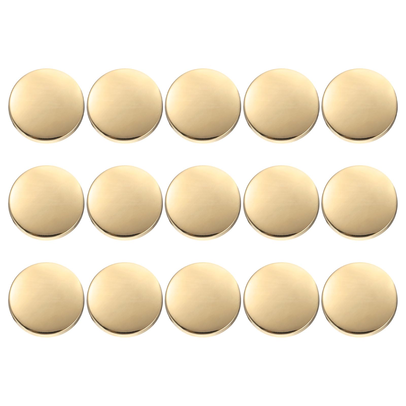 sourcing map 15pcs Metal Round Buttons 23mm Zinc Alloy Shank Flat Sewing Craft Replacement Buttons for Clothing Decoration DIY Accessories, Bright Gold