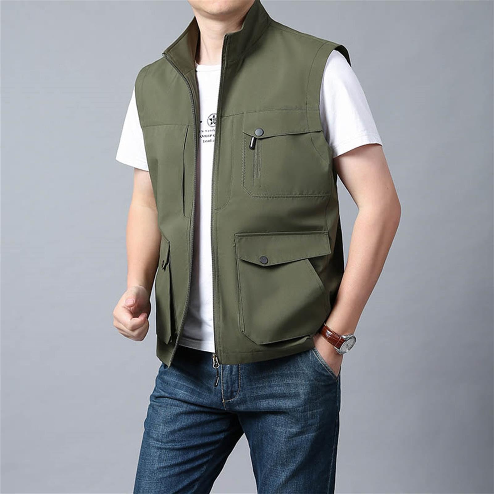Gilet Smanicato Uomo Capispalla Giacca Leggero Uomo Gilet Senza Maniche Giubbino Casual Giacca Multitasche Traspirante Abbigliamento Estivo, Gilet da Viaggio e613