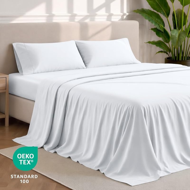Bare Home Full Sheet Set - 1800 Ultra-Soft (Full, White) image 4