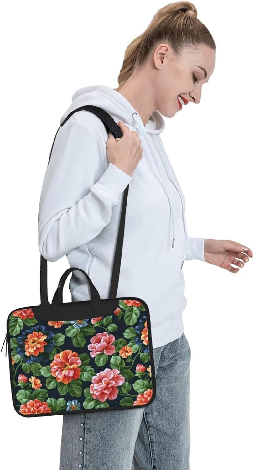 Pink Orange Flowers Laptop Bag image 3