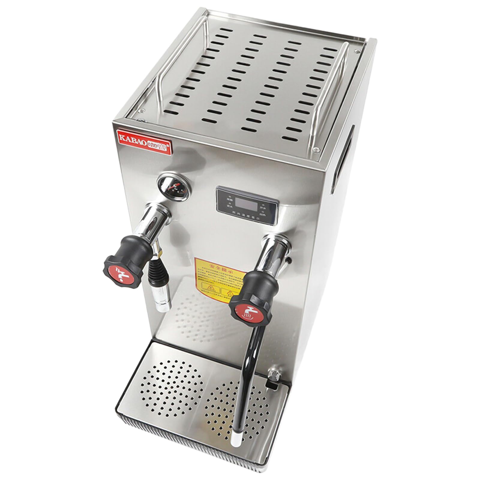 Commercial Steam Milk Foam Machine, Double Boiler Milk Frother Steamer with LED Display, 2.1Gal/8L Stainless Steel Boiling Water Frothing Machine 110V Electric Milk Foam Maker for Dessert Shop