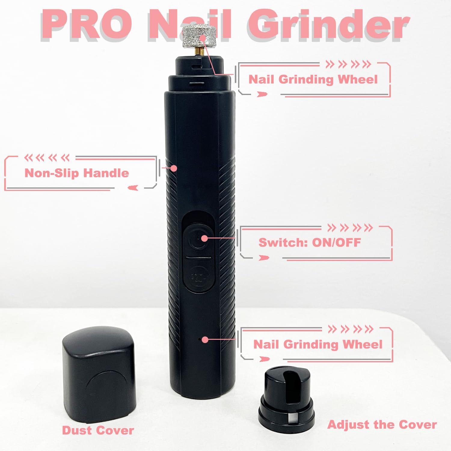 Dog Nail Grinder Quiet, Easy to Use Pet Nail Grinder with Led Lights, 7500 RPM Dog Nail Clippers for Large Dogs Medium Small Dogs & Cats, Continuous 3-Hour Battery Life - image 7