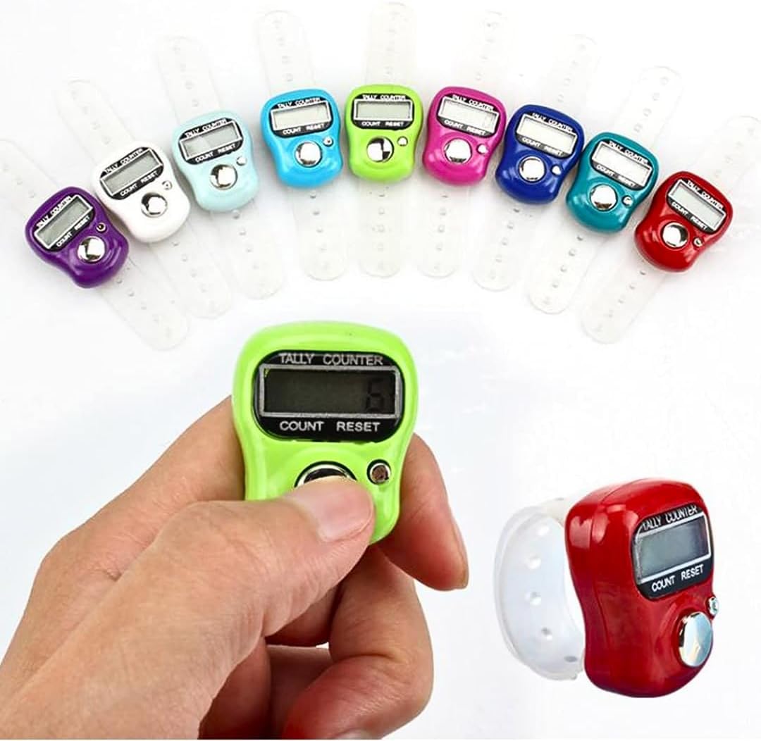 Digital Finger Ring Tally Counter, 5 Digit LCD Electronic Digital Display, Tally Counter Clicker for Weaving and Sports Counting Lap Counter, accessories for men and women Green 1 Pcs
