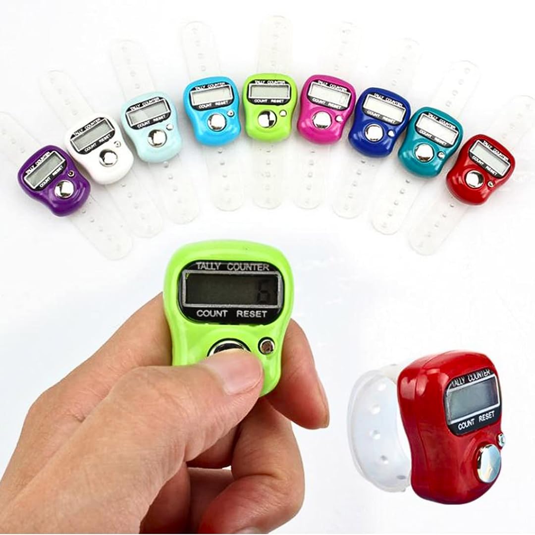 Digital Finger Ring Tally Counter, 5 Digit LCD Electronic Digital Display, Tally Counter Clicker for Weaving and Sports Counting Lap Counter, accessories for men and women Green 1 Pcs