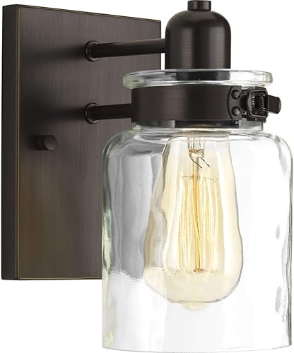 Progress Lighting P300045-020 Calhoun Collection - Lámpara de tocador de baño de cristal transparente, 1 luz, bronce antiguo