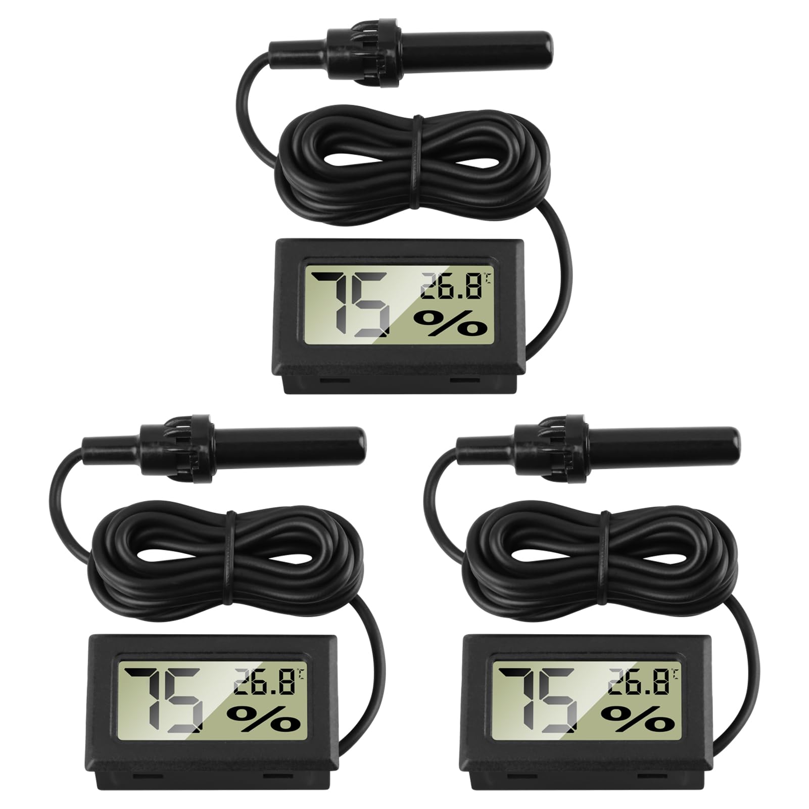 Thermomètre Hygromètre Numérique avec Sonde Externe -50 à 70°C 10 à 90% pour Aquarium Reptile Incubateur
