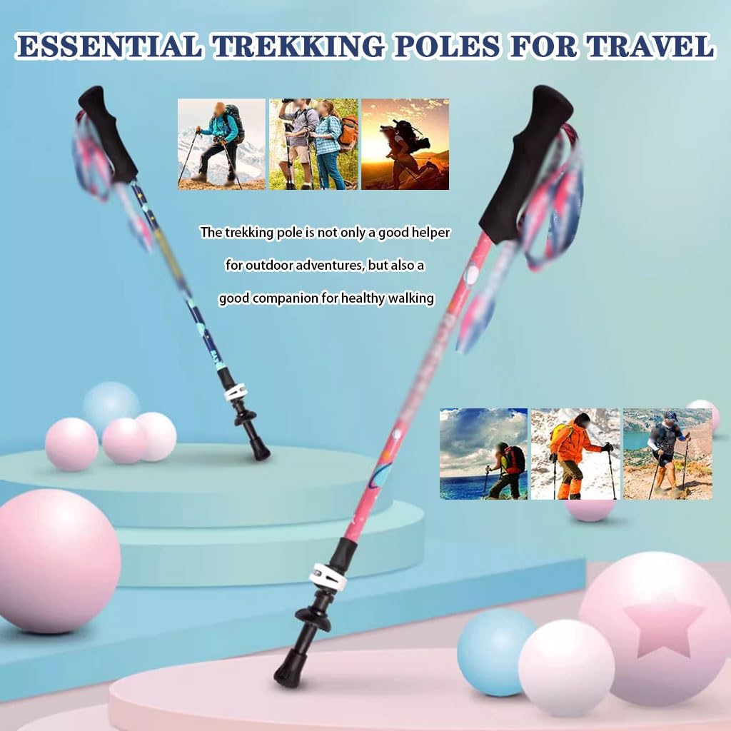 2-Pack Lightweight Telescopic Walking Sticks, Shock-Absorbent Hiking Poles, Trail Running Poles for Beginners, Carbon Fiber Shaft(Blue Color)