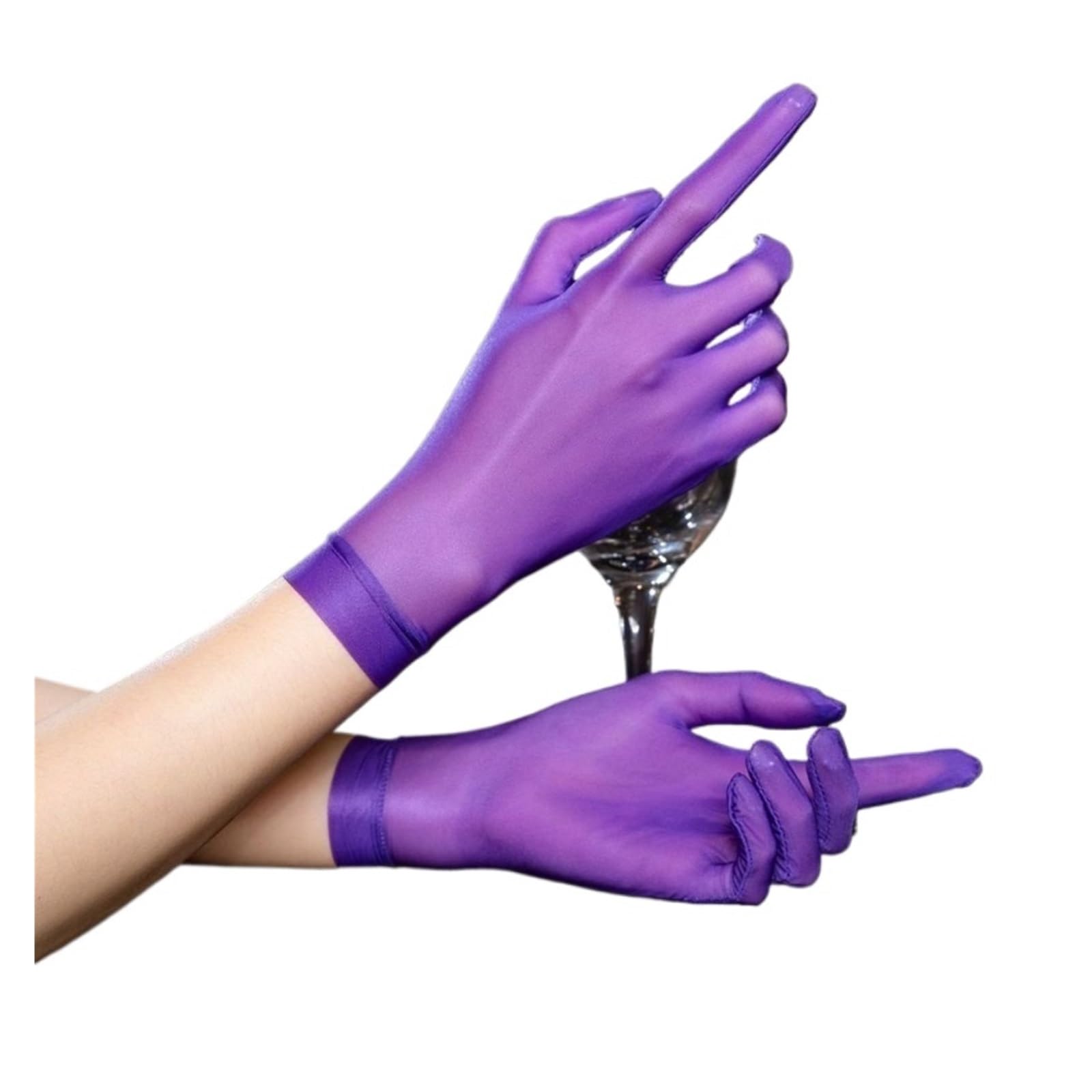 Guantes De SatéN Guantes cortos de satén ultrafinos for mujer, resbaladizos, transparentes, transpirables, sin costuras, elegantes, puesta en escena, Cosplay