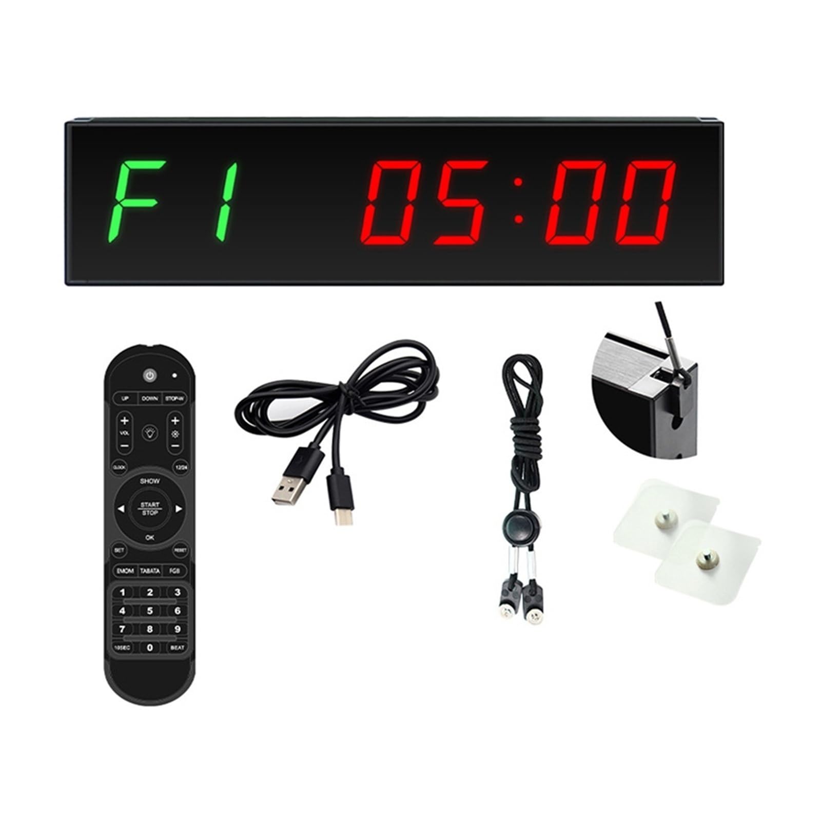 Reloj de Cuenta atrás con temporizador Digital LED for gimnasio con gancho adhesivo de Control remoto inalámbrico for entrenamiento Múltiples modos