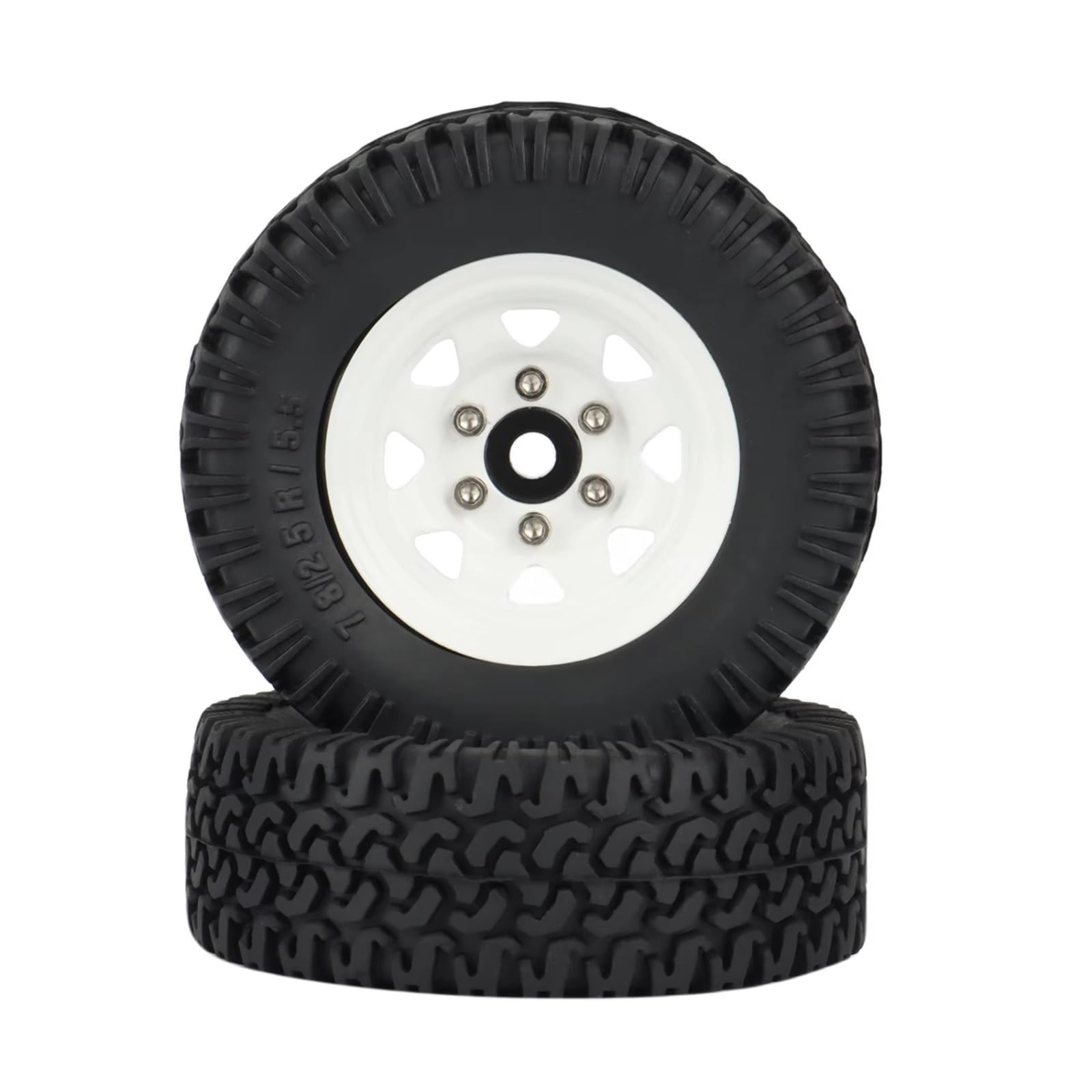 RC Pneus Jante Compatible avec Axial Jr 90069 D90 TF2 pour Tamiya CC01 LC70 pour MST 1/10 RC Voiture sur Chenilles 4 Pièces 1.55 Jeu De Pneus De Jante De Roue À Billes en Métal