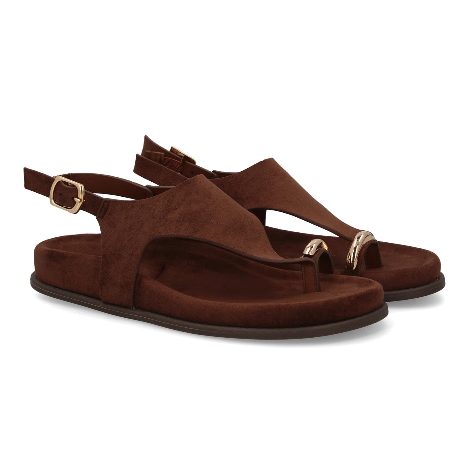 shoes&blues.es Sandalia de Plataforma para Mujer con Diseno Minimalista, Estilo Moderno, Elegante, Ideal Verano. Cierre Ajustable de Hebilla, con Detalle metalico en el Dedo Gordo.