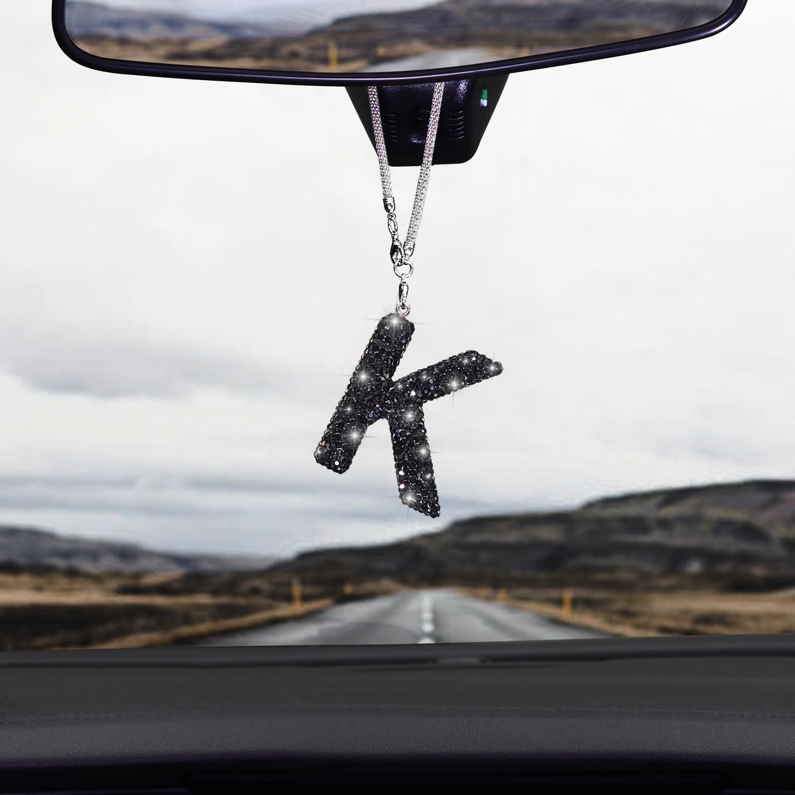 Mandark Bling Heart Car Hanging Charm - Crystal Rhinestone Rear View Mirror Pendant For Women (Light Blue) - View #9