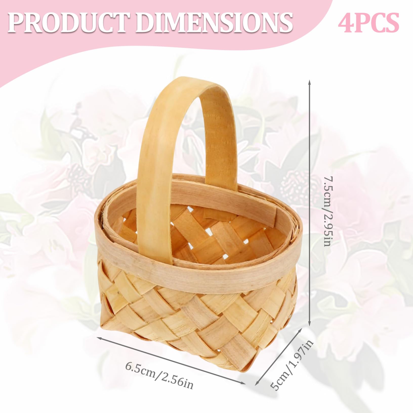 Cestini per damigelle per matrimonio, 4 pezzi di cestini intrecciati a mano contenitori per caramelle per bambini, mini cestino da picnic piccolo cestino intrecciato con manico, cestino di vimini con