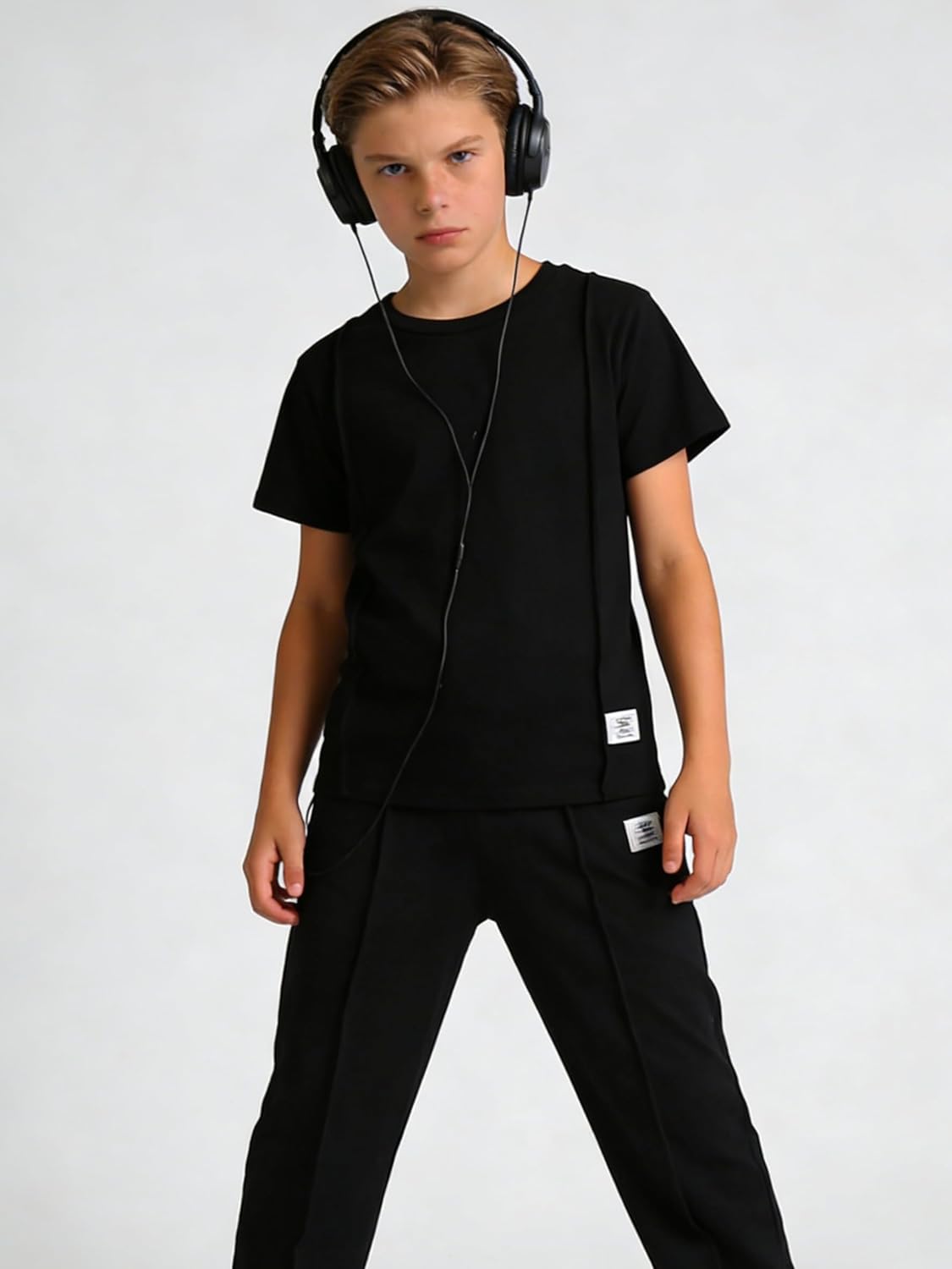 Kids Boys Clothes Solid Short Sleeve T Shirt & Pant 2PCS Summer Outfits Size 8-13 Years - Image 2