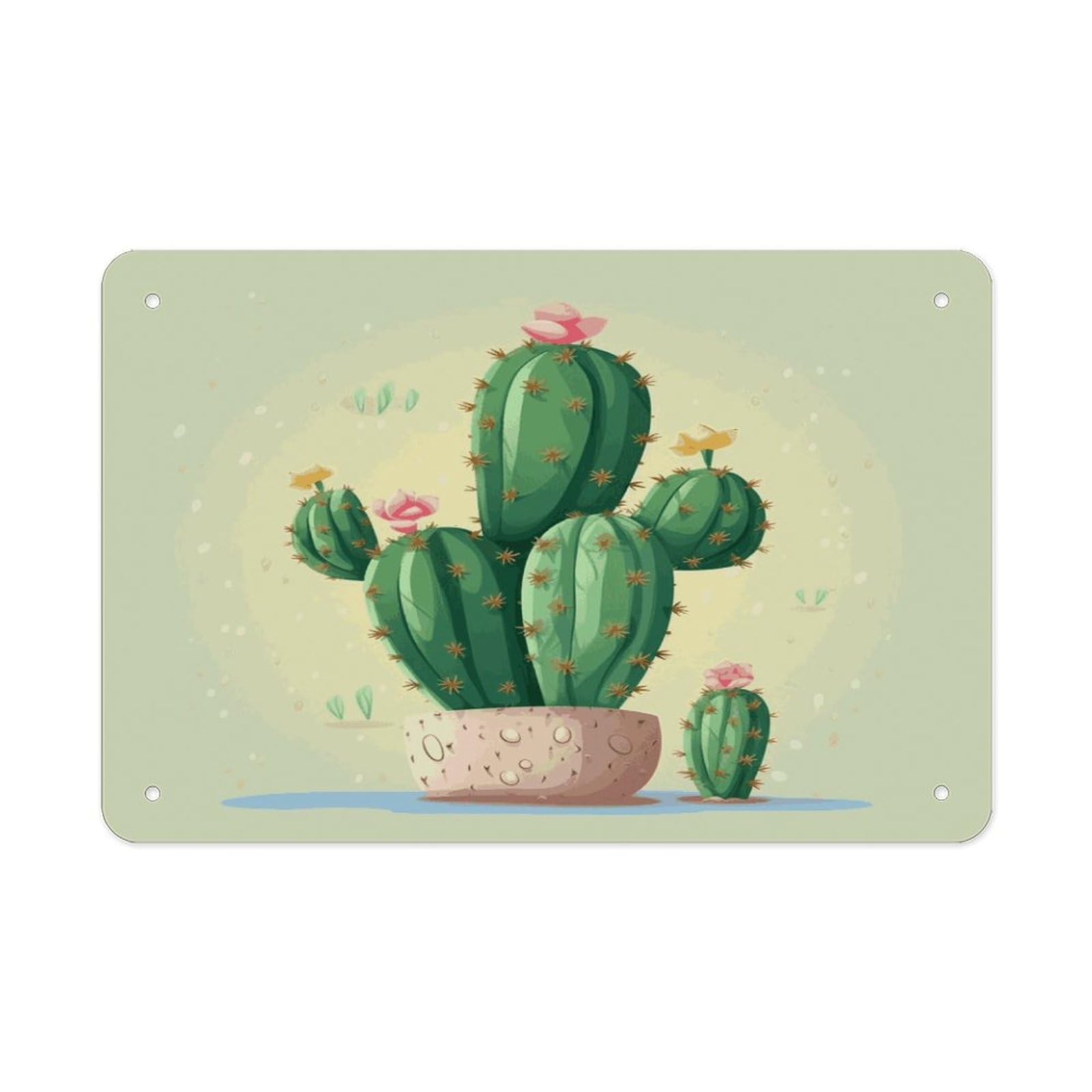 Fekiloot Style Cute Cactus Metal Signs Wall Art Tin Sign