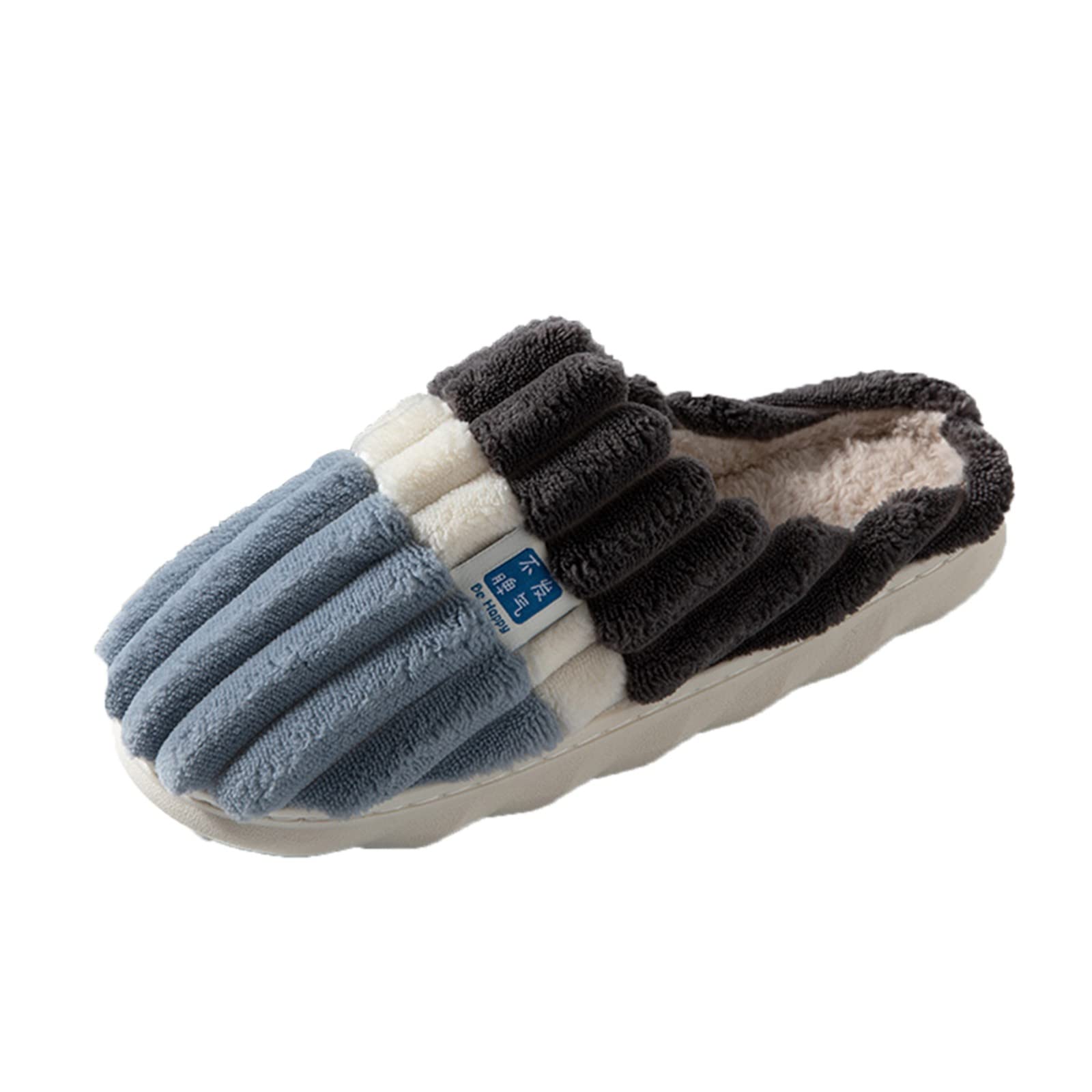 Men Slippers Autumn and Winter Fashion and Comfortable Indoor and Outdoor Color Blocking Non Slip Flat Grey 10