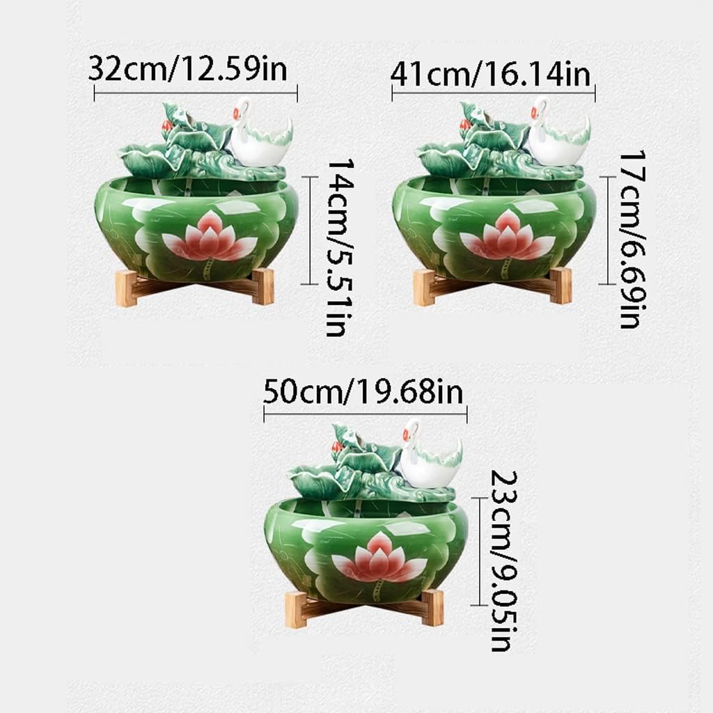 TOOSII Fish Bowl Vase Aquarium Fish Tank Ceramic Goldfish Bowl Home Circulation Flow Water Fountain Living Room Office Desktop Fish Culture Bowl Small Fish Tank Starter Kit (Color : B, Size : 32CM)