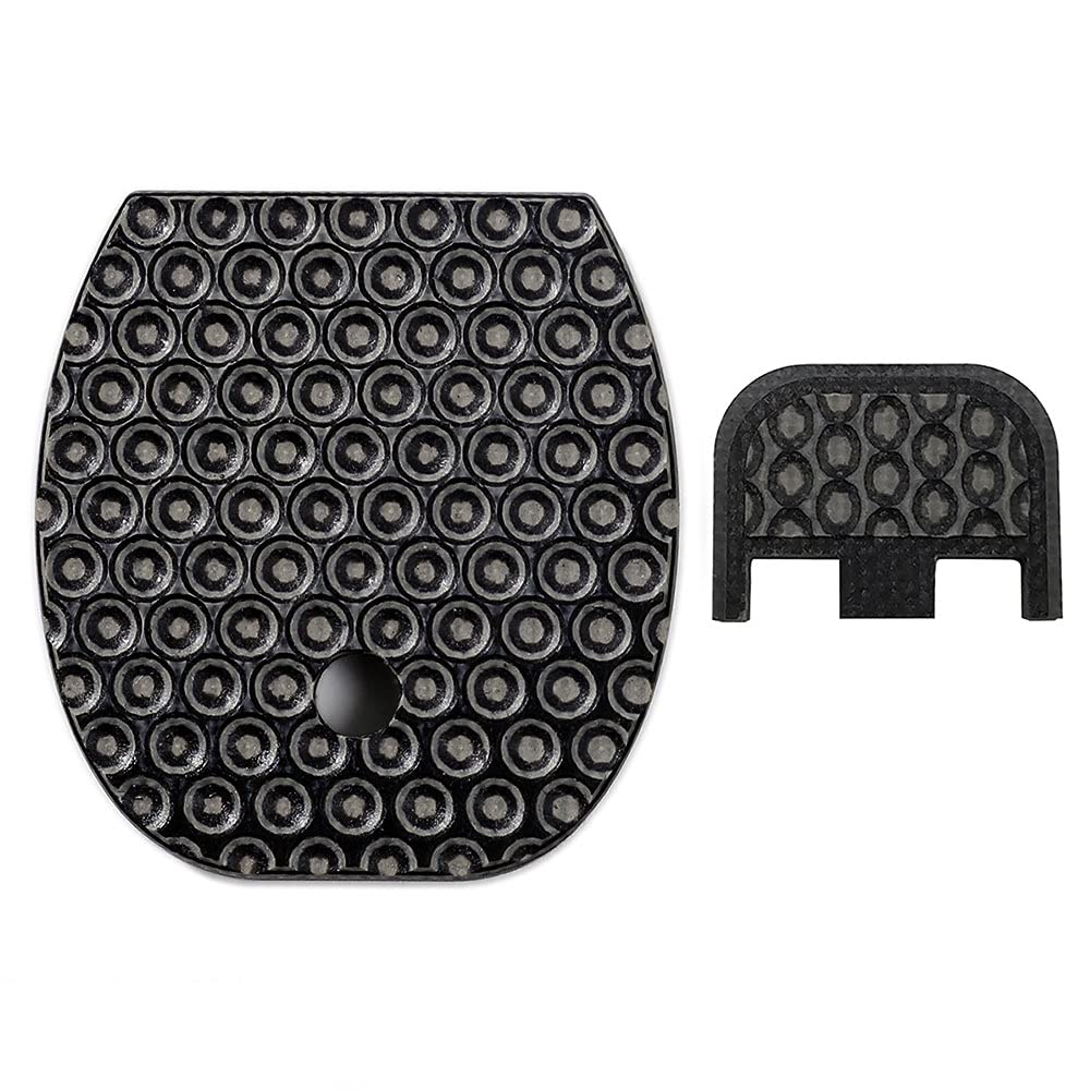 Cool Hand Slide Back Plate and Magazine Floor Plates for Glock, Fits Most Glock Models Gen 1-5, Pistol 9x19mm, Golf Ball Dimple Texture G10, Grey