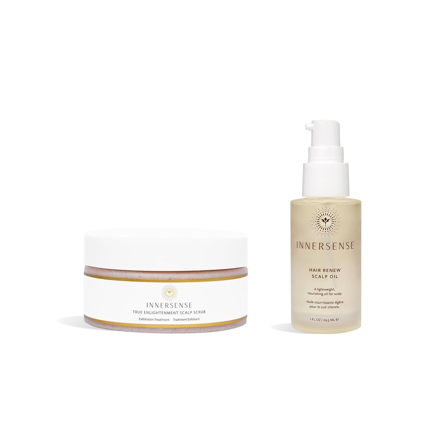 Innersense Organic Beauty - True Enlightenment Scalp Scrub + Hair Renew Scalp Oil Natural Hair Bundle | Non-Toxic, Cruelty Free Haircare