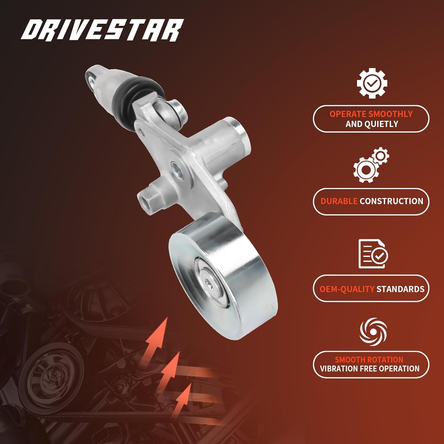 DRIVESTAR Belt Tensioner Assembly with Pulley Compatible for Honda Odyssey 2002 2003 2004 3.5L Replaces ‎31170P8FA020 38322 89328