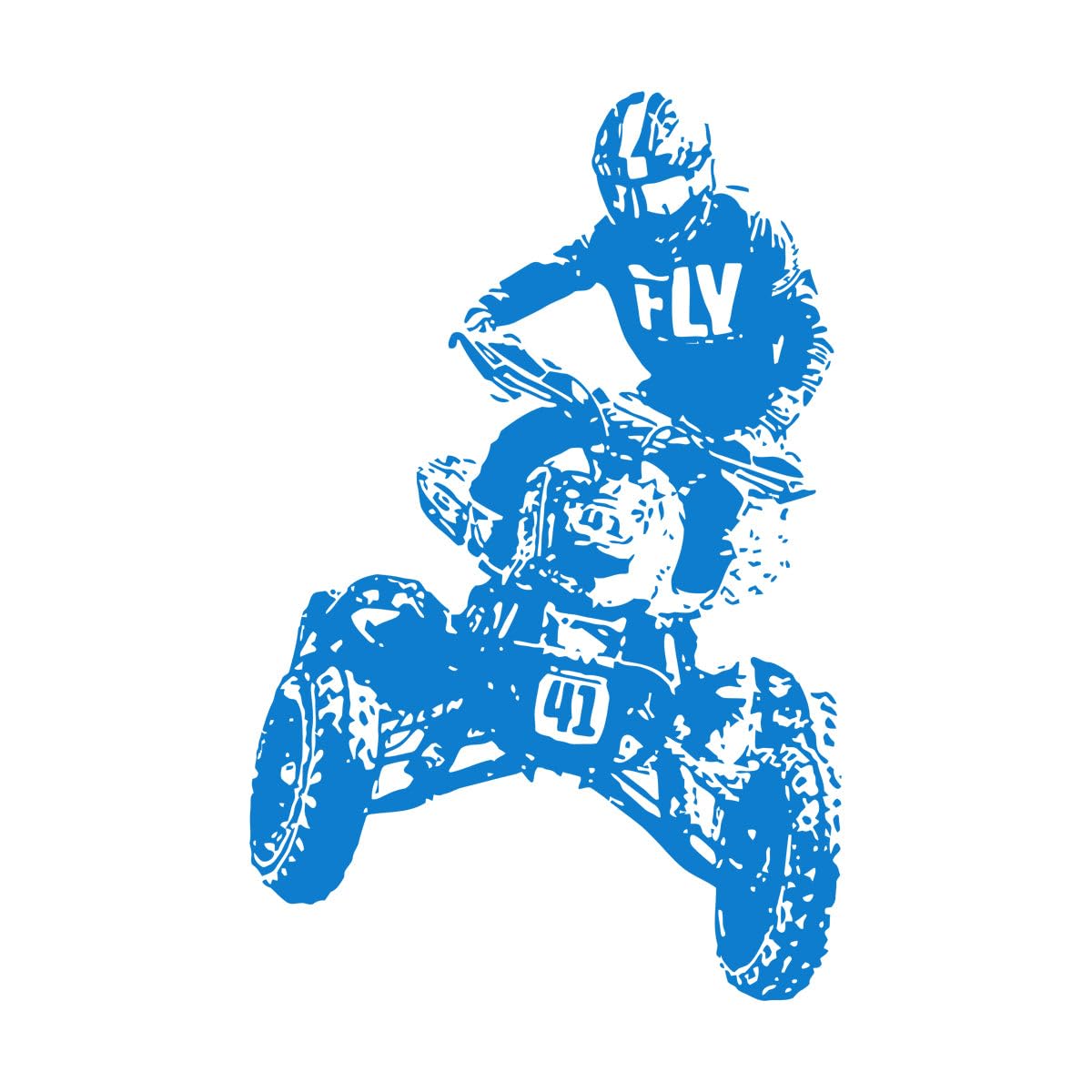 Extreme Quad Bike ATV Rider Motorcycle Wall Sticker Playroom Off Road 4 Wheeler Offroad Motorbike Wall Decal Man Small - 36x56cm