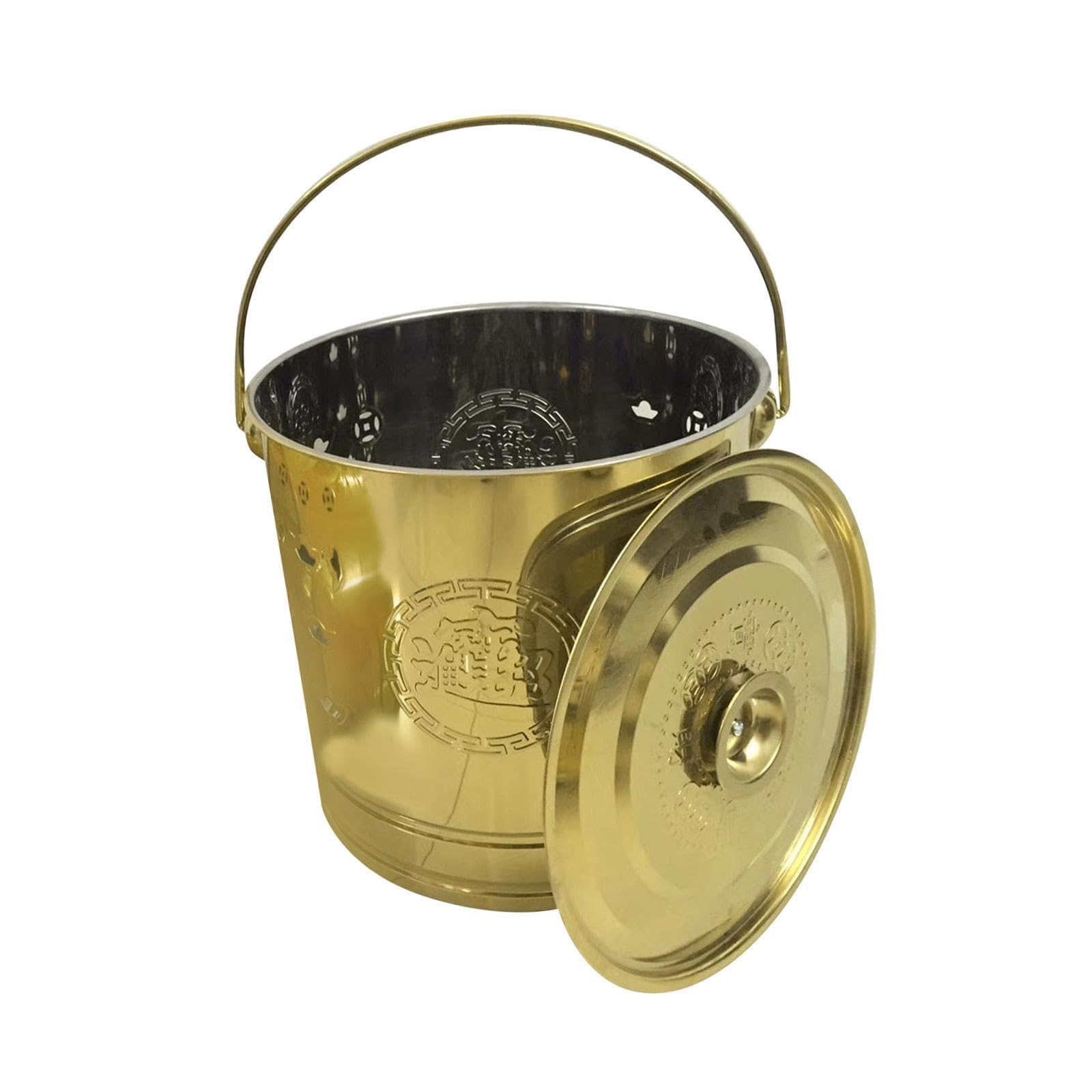 Burning Bucket Portable Paper Burn Barrel Burning Paper Bucket Fire Basin Gold-image-32