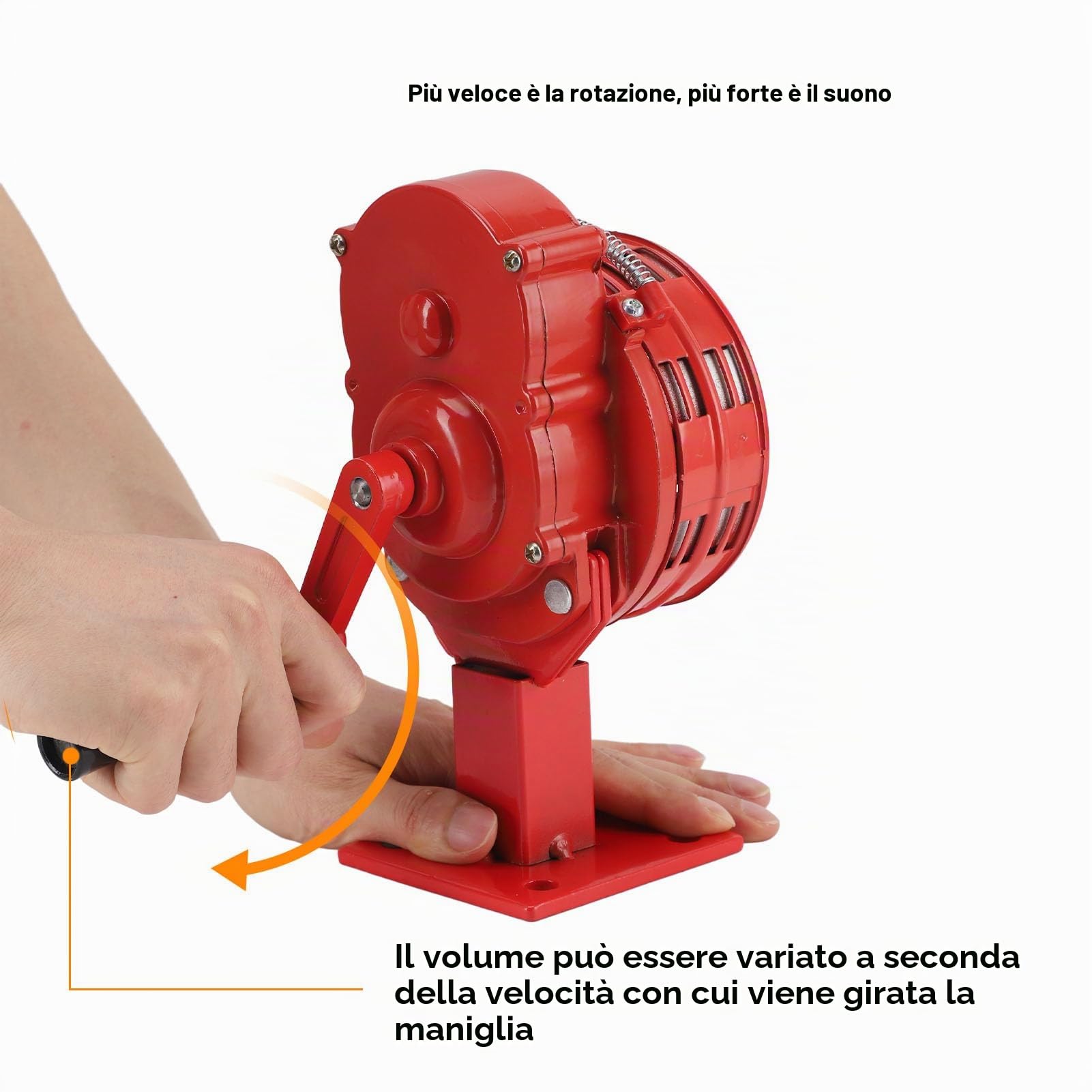 Sirena Antiaereo, Tromba D'aria Portatile da 110 DB, Sirena a Manovella in Lega di Alluminio 110 DB, Allarme Forte, Sirena Antiaerea, Allarme per Emergenza (-3111240005112)