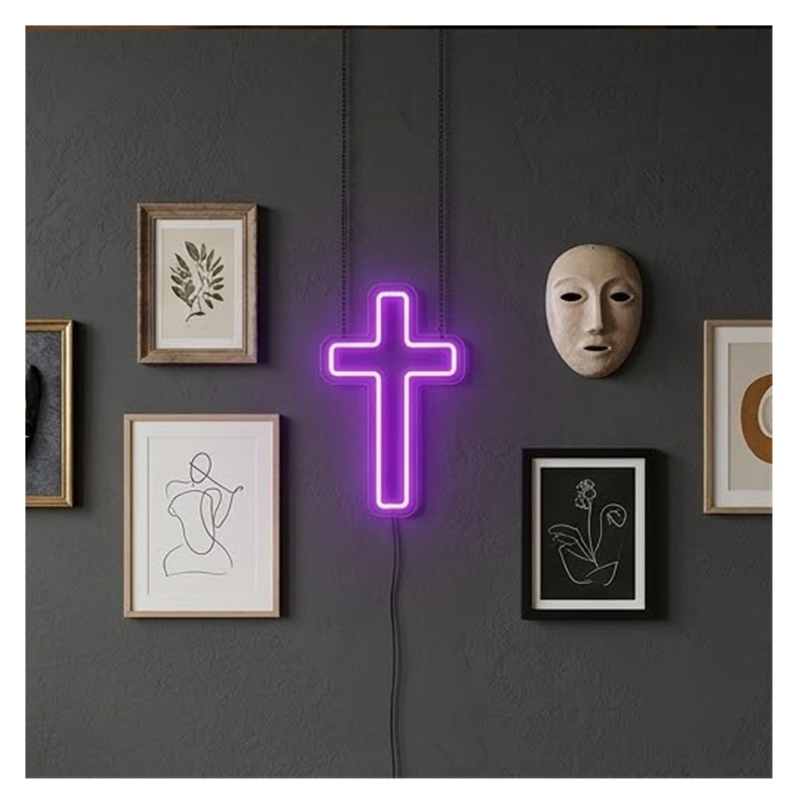 Hängende Kunst-Leuchtreklamen Kreuz Neon Zeichen Christian Jesus Religiös(Violett)