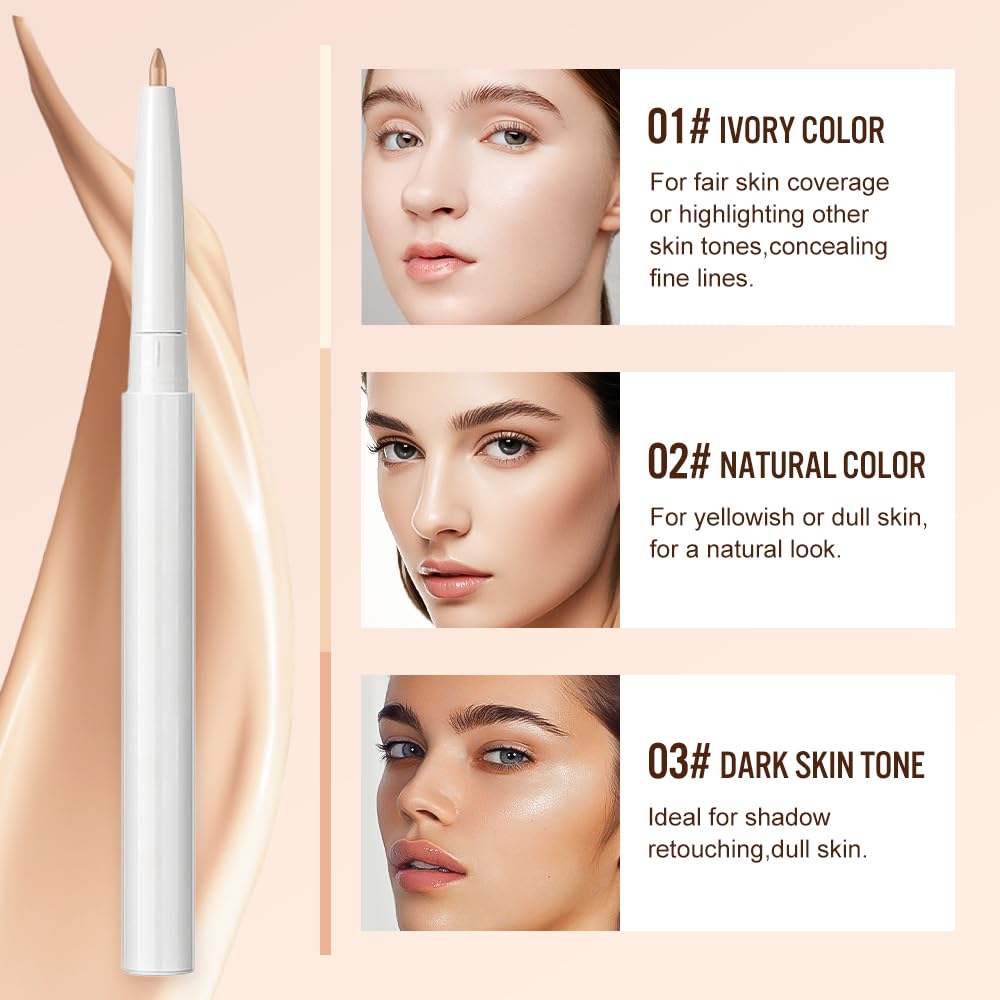2025 NEW Multifunctional Concealer Stick,Waterproof Full Coverage Beauty Concealer Penci Eyebrow Concealer Pencil, Under Eye Concealer Pen Change The Lip Line Concealer Pen (Natural, 1 Count)