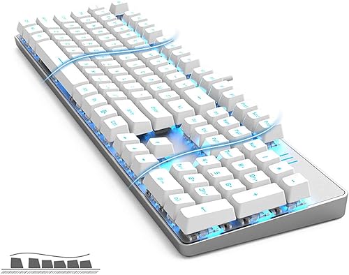 Miniatura 3 de Qisan Teclado mecánico 104 para juegos Teclado USB de gran tamaño con retroiluminación blanca para juegos con cable Diseño de EE. UU.