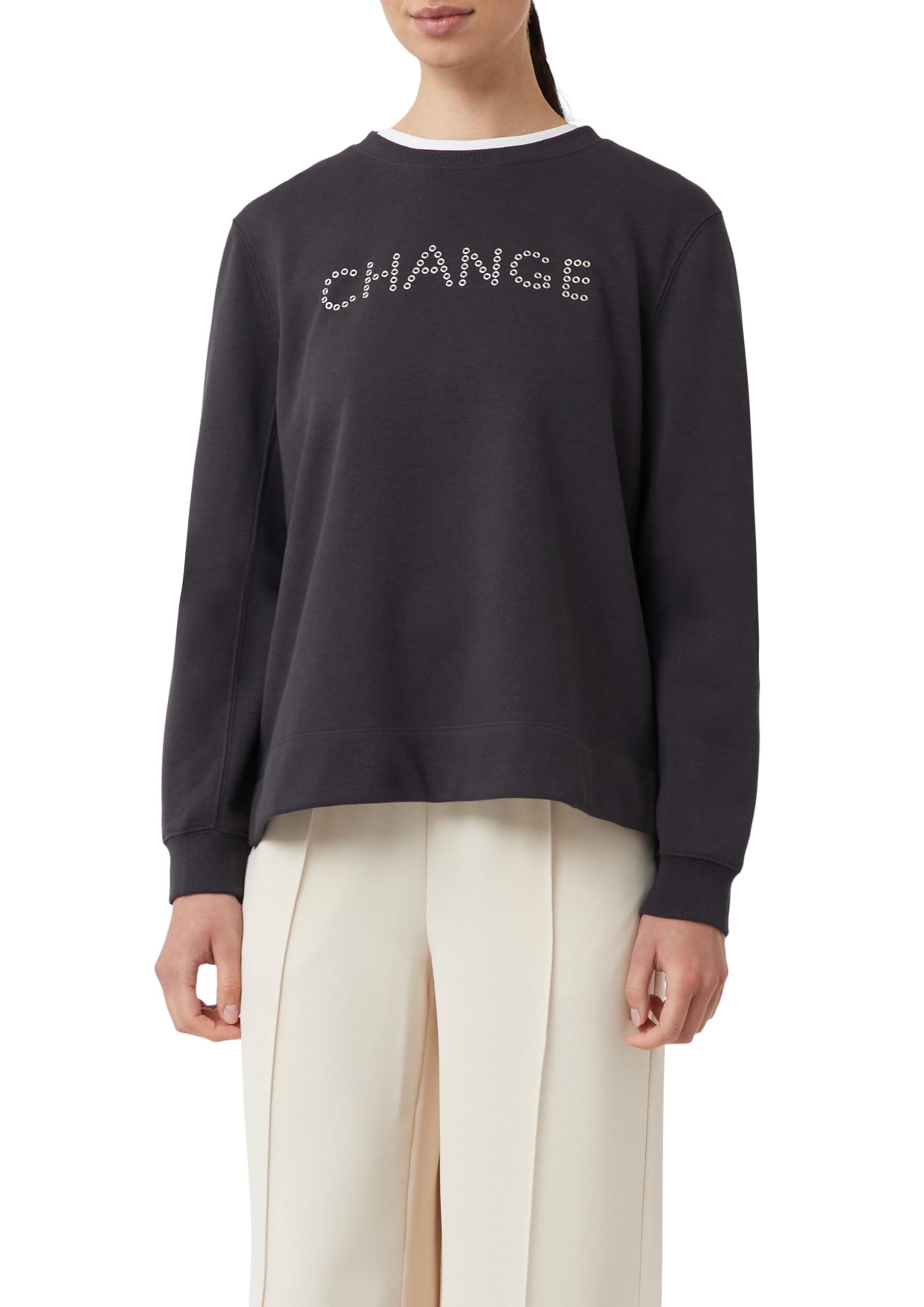 Comma Sweatshirt mit Nieten-Artwork