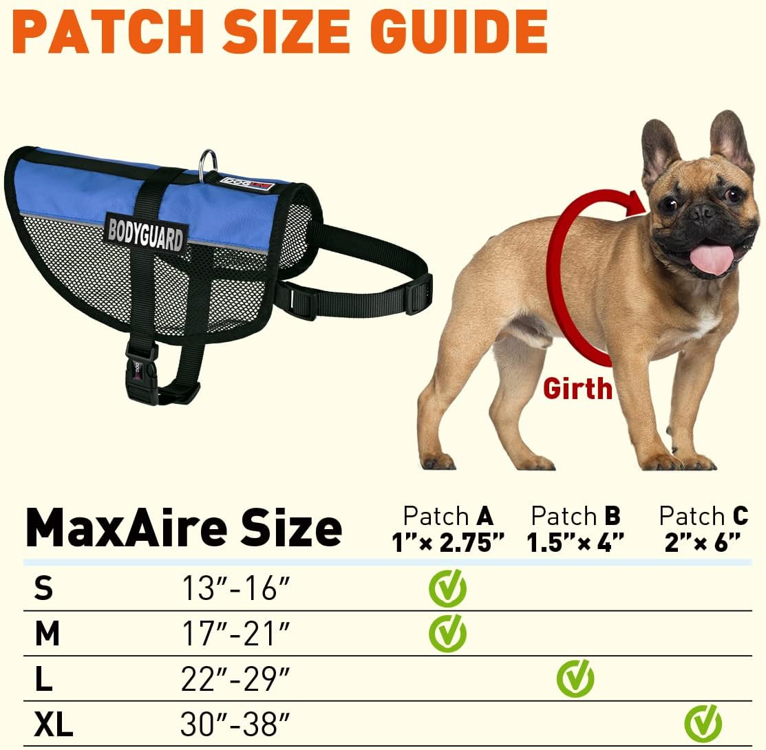 Dogline 17 to 21" Maxaire Multi-Purpose Mesh Vest for Dogs and 2 Removable Bodyguard Patches, Medium, Blue