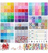 Upgraded 6-Box Friendship Bracelet Making Kit - 13,000pcs Clay Beads, Seed Beads & Glass Beads Co...