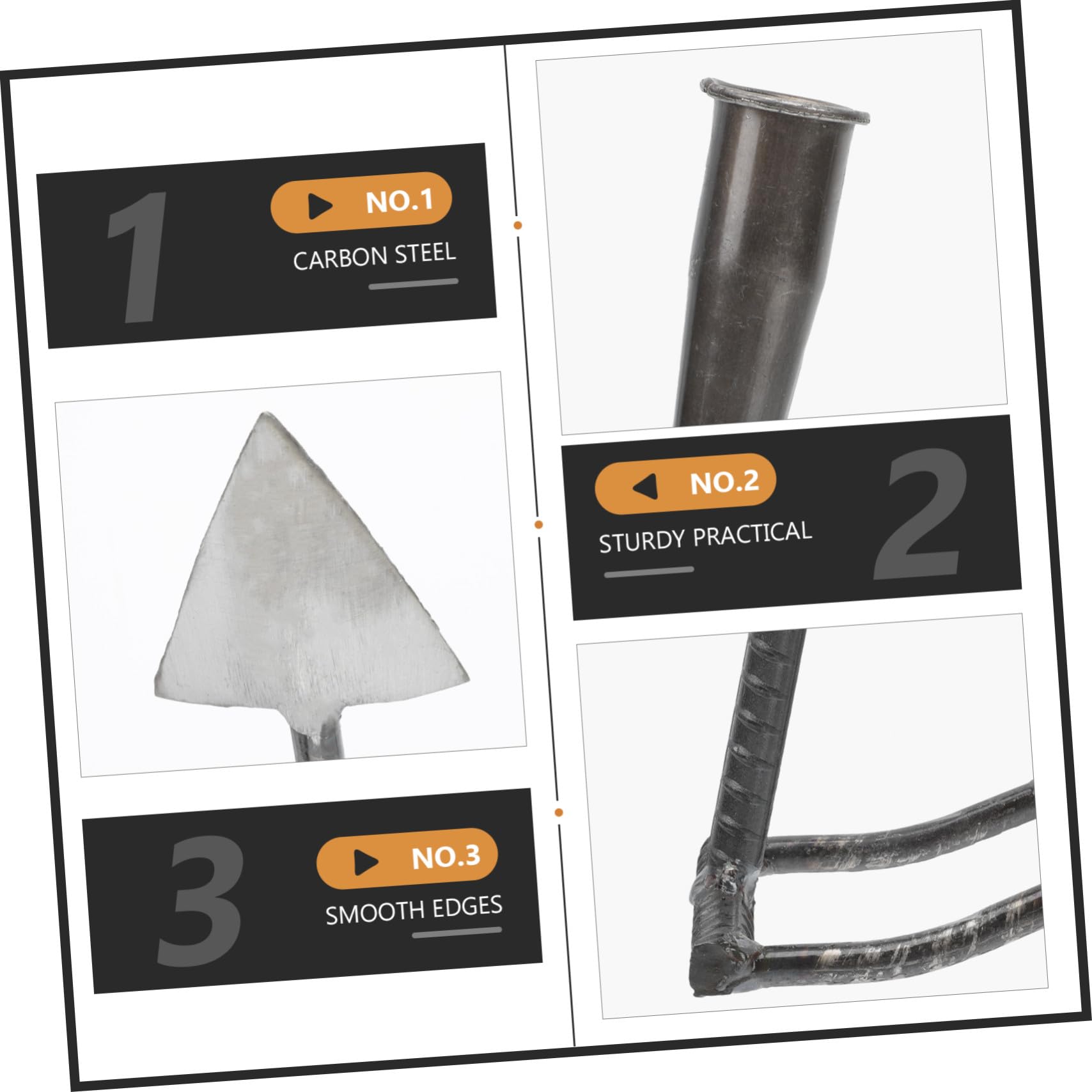 Gatuida Azada Triangular Carbono Duradera para Jardinería Herramienta Multifuncional para Labranza Deshierbe y Excavación de Suelo Huertos y Jardines