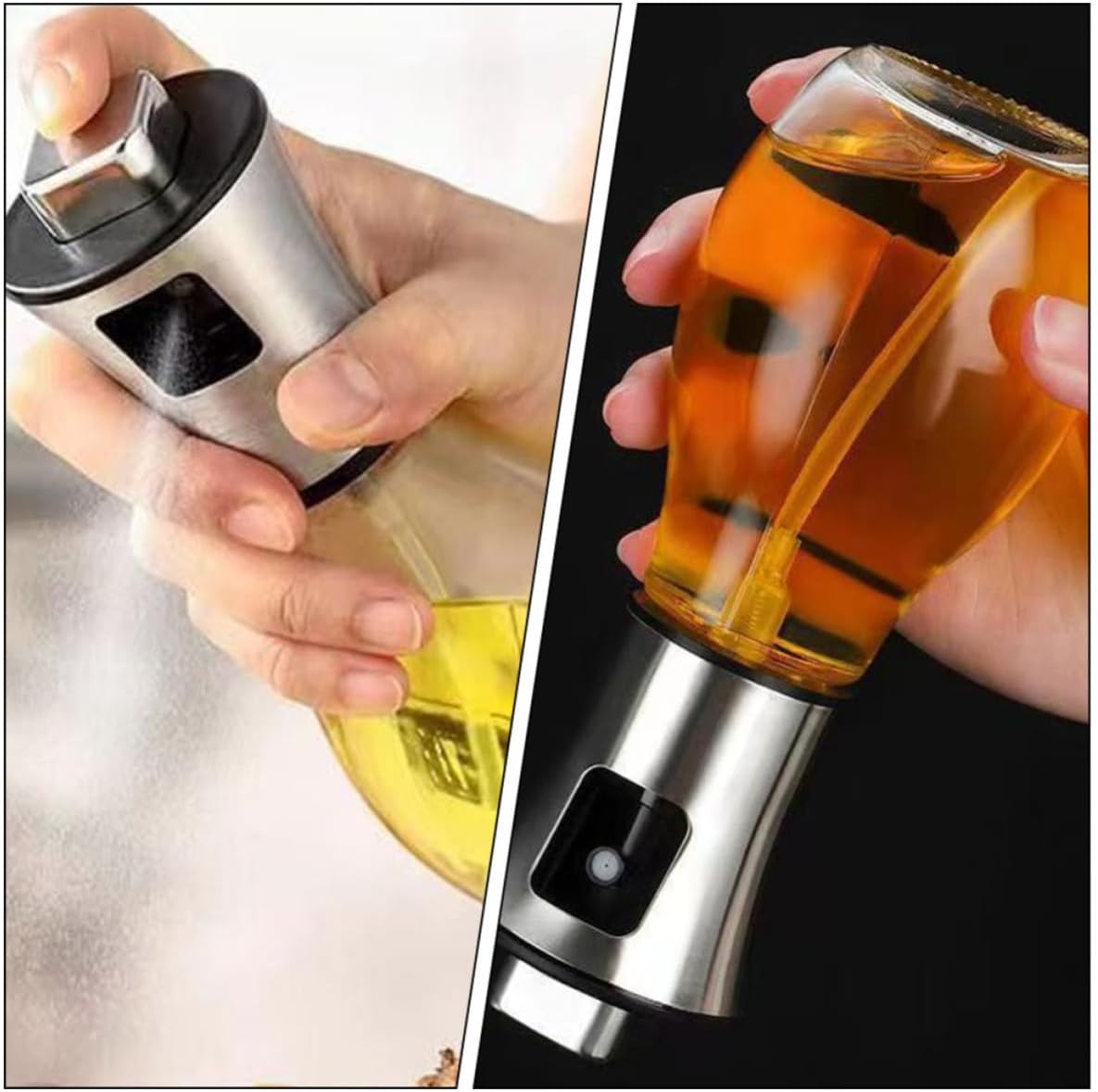 ULTECHNOVO 2pcs Oil Sprayer Glass Stainless Bottle 200ml Steel for Grilling