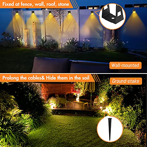 ECOWHO Garden Lights Mains BS Plug Extendable Outdoor Spotlights 21m LED Spike Uplighter Wire Metal Outside Waterproof Lighting Warm White for Path Tree(Ground Stake&Wall Mounted, DIY to 8 Spots) - Image 4