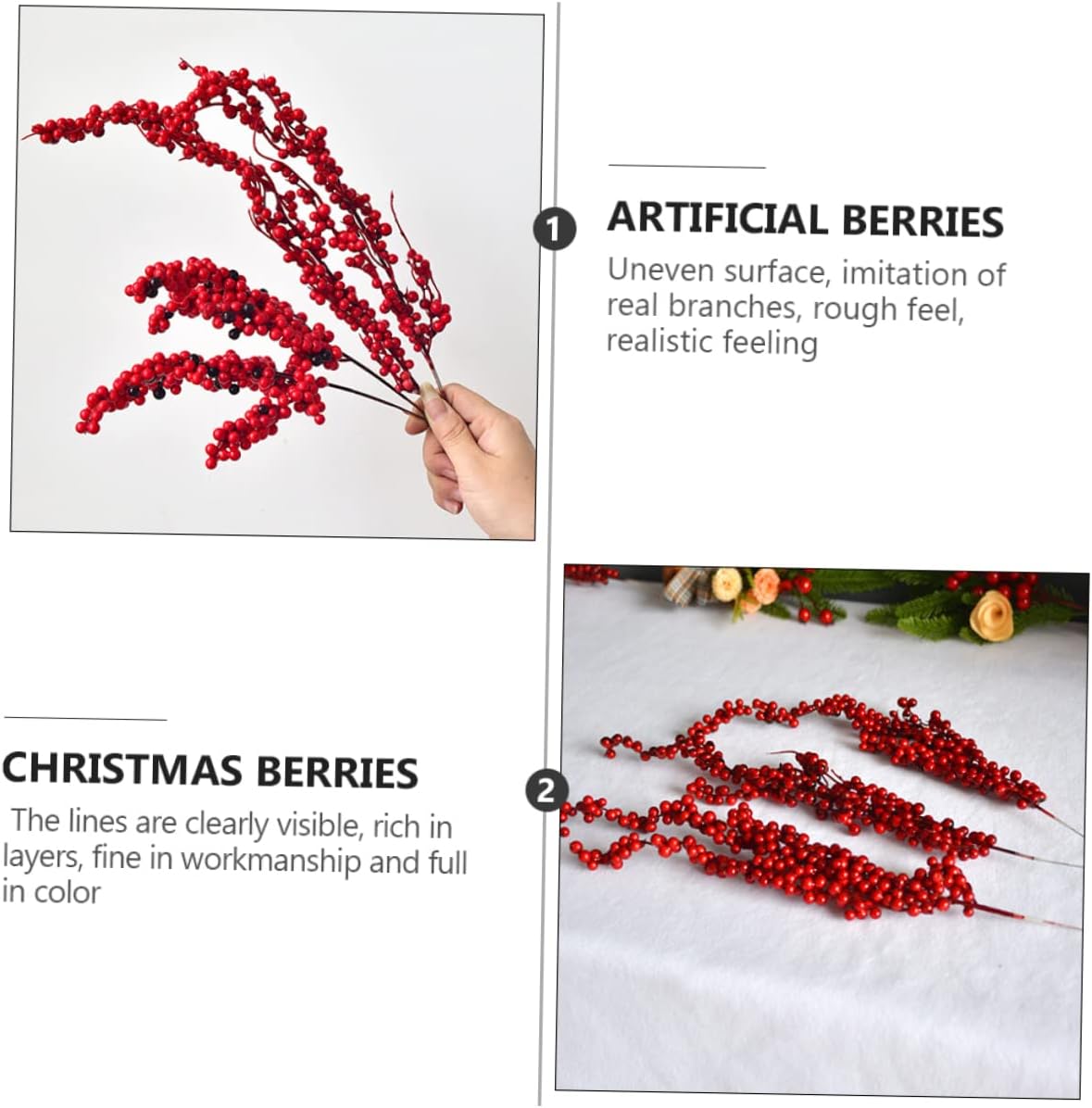 jojofuny 18pcs Simulation Berries Branches for Christmas Tree Decoration Lifelike Artificial Accessories Xmas Ornaments for Holiday Decor