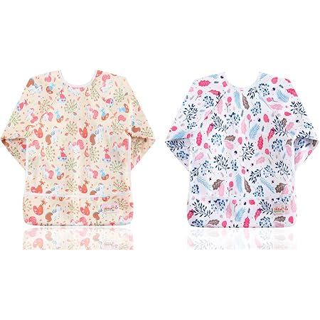 Amazon Co Jp Elecmotive 3点セット 赤ちゃん 食事用 防水エプロン 長袖 スタイ ６ヶ月 3歳 ベビー マタニティ